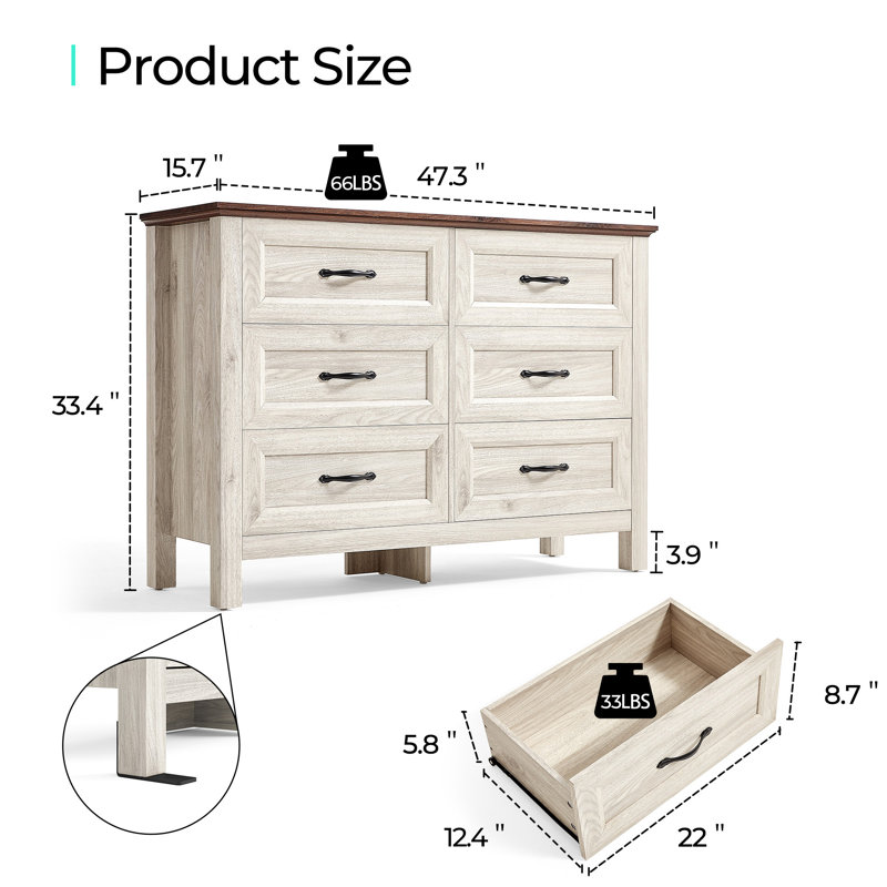 Laurel Foundry Modern Farmhouse® Mize 6 Drawer 47.3